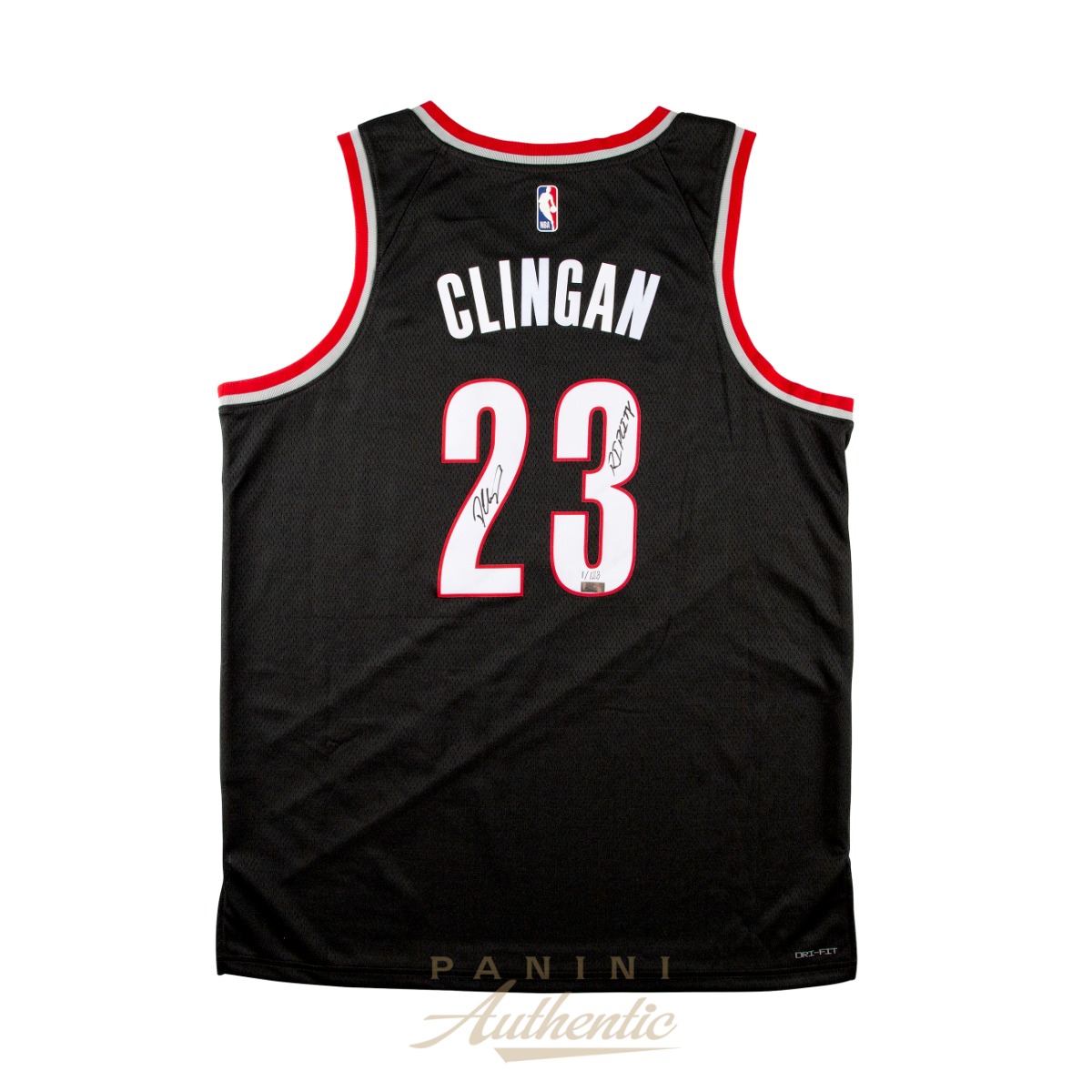 Donovan Clingan Autographed Portland Trailblazers Black Nike Swingman Jersey With Rip City incription ~Limited Edition to 123~