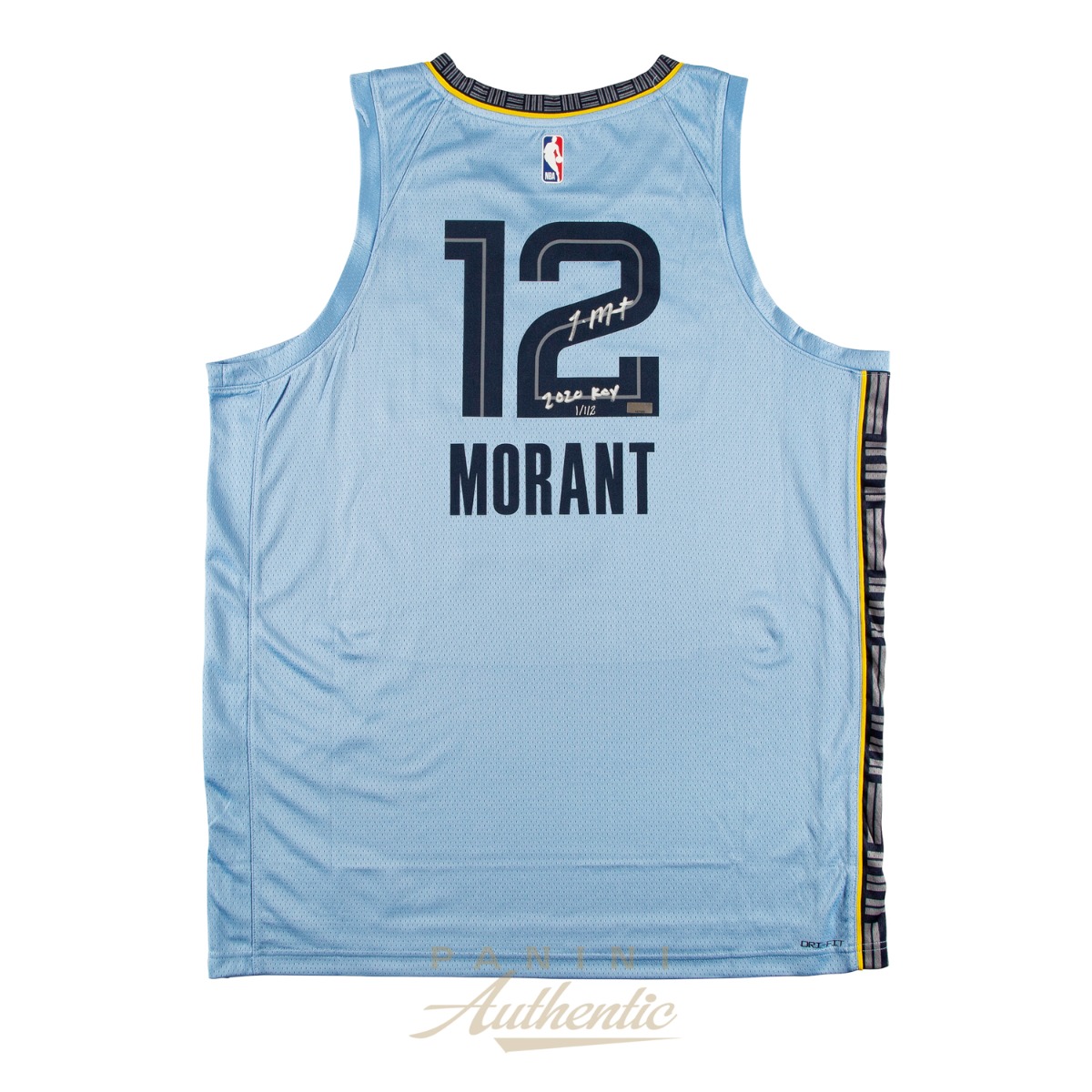 Ja Morant Autographed Memphis Grizzlies Light Blue Jordan Brand Swingman Jersey with "2020 ROY" Inscription ~Limited Edition to 112~
