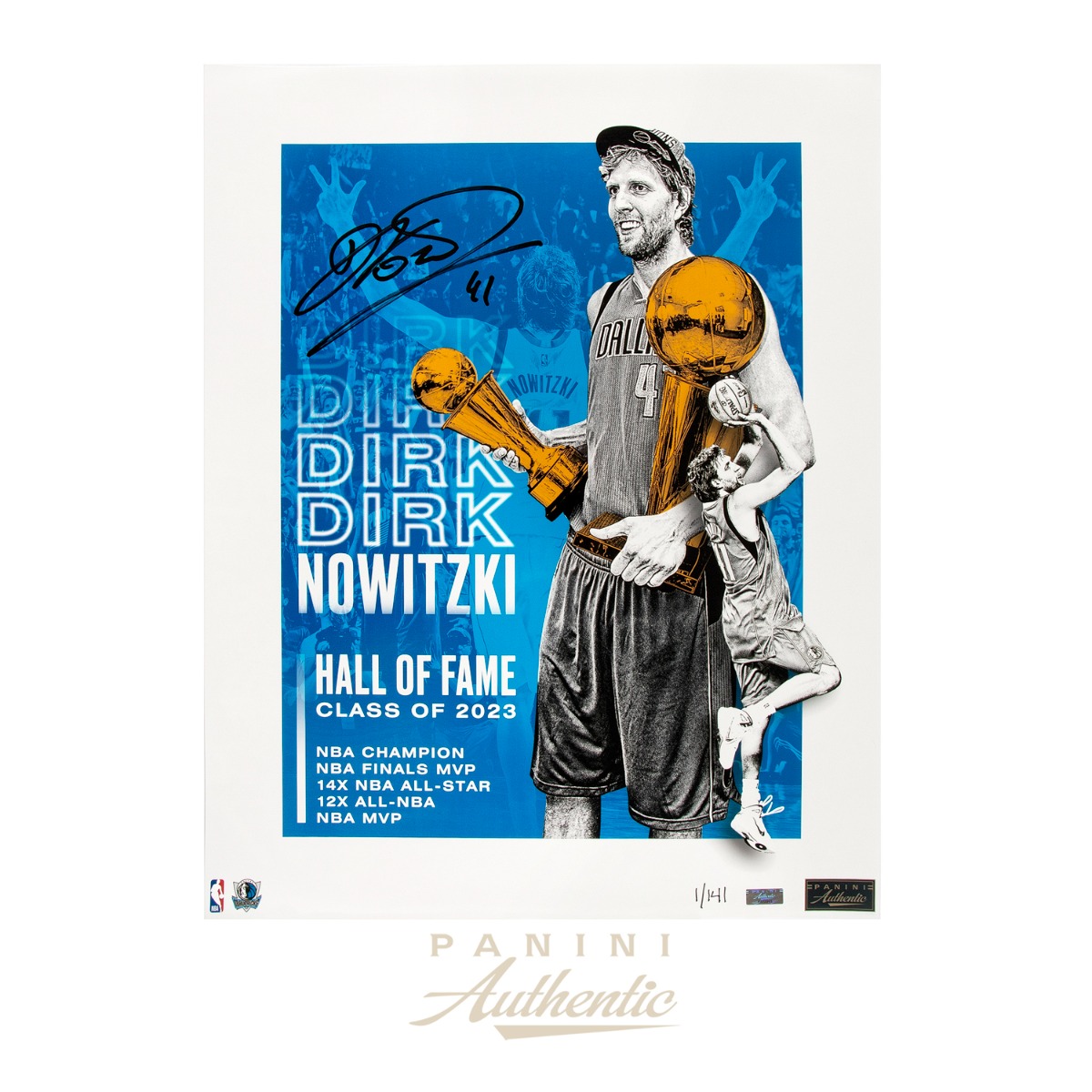 Dirk Nowitzki Autographed 16x20 "Hall of Fame" Photograph ~Limited Edition to 141~