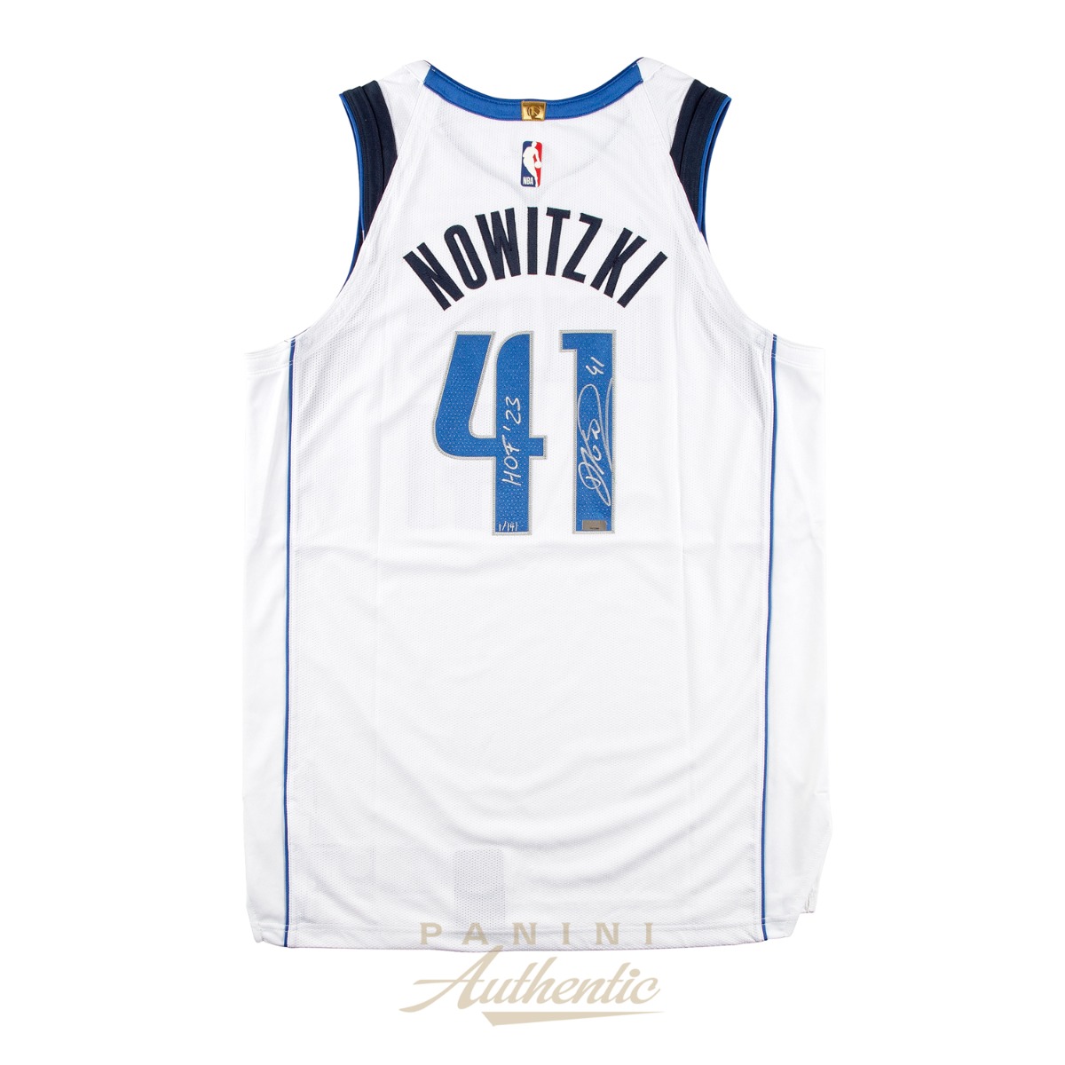 Dirk Nowitzki Autographed White Dallas Mavericks Authentic Jersey with "HOF 23" Inscription ~Limited Edition to 141~