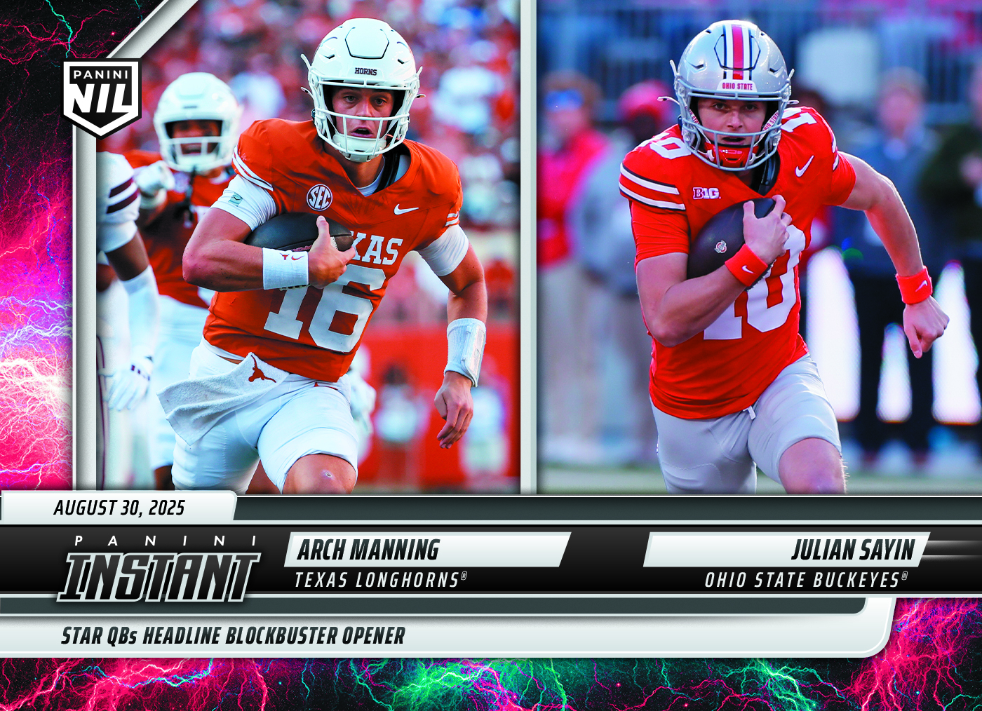 Arch Manning/Julian Sayin - 2025 Panini Instant NIL College Football #1 - Lightning /5
