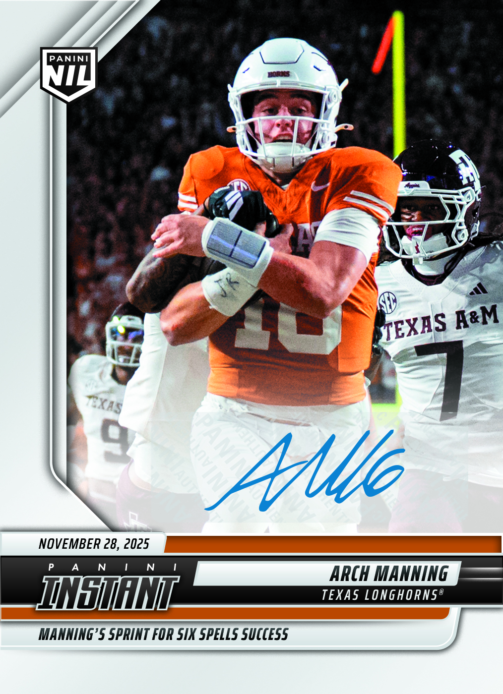 Arch Manning - 2025 Panini Instant NIL College Football #AMF - Base /99 Auto
