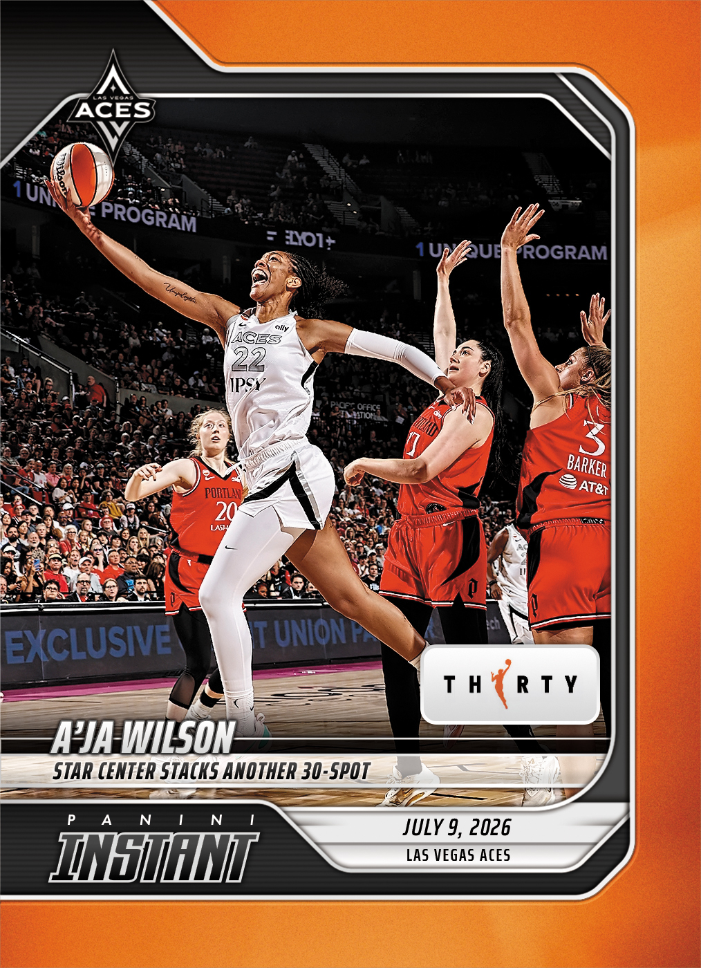 A'ja Wilson - 2026 Panini Instant WNBA #233 - 30th Anniversary /30