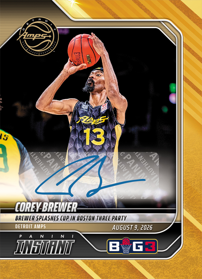 Corey Brewer - 2026 Panini Instant Big3 #37 - Gold /10 Auto