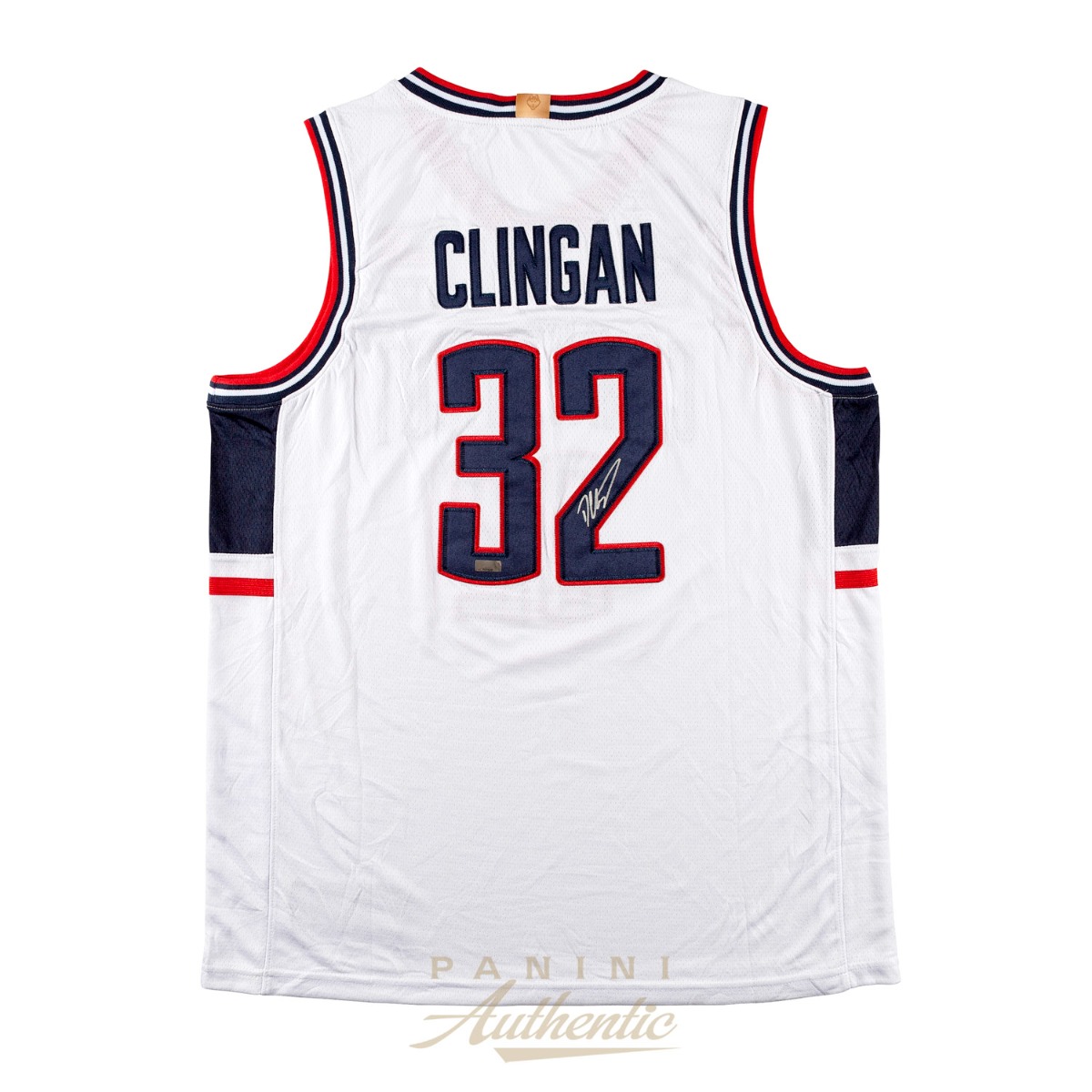 Donovan Clingan Autographed UCONN Huskies White Replica Jersey with 2024 National Champions Patch ~Open Edition Item~