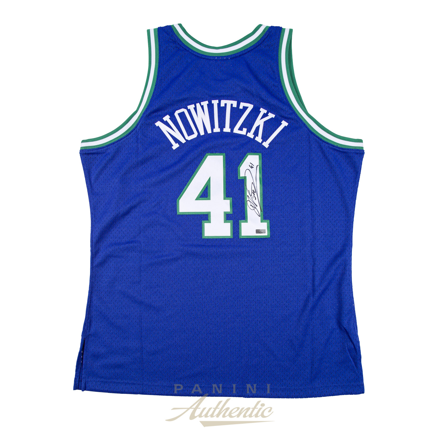 Dirk Nowitzki Autographed Blue Dallas Mavericks Mitchell and Ness Throwback Swingman Jersey ~Open Edition Item~