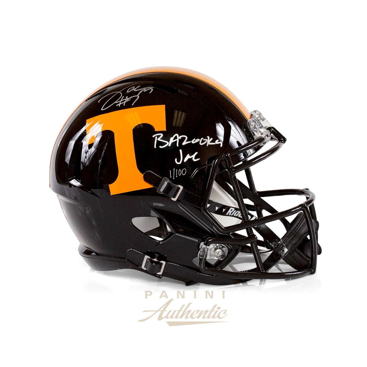 Joe Milton Autographed Tennessee Volunteers Full Size Black Riddell Speed Replica Helmet with "Bazooka Joe" Inscription ~Limited Edition to 100~