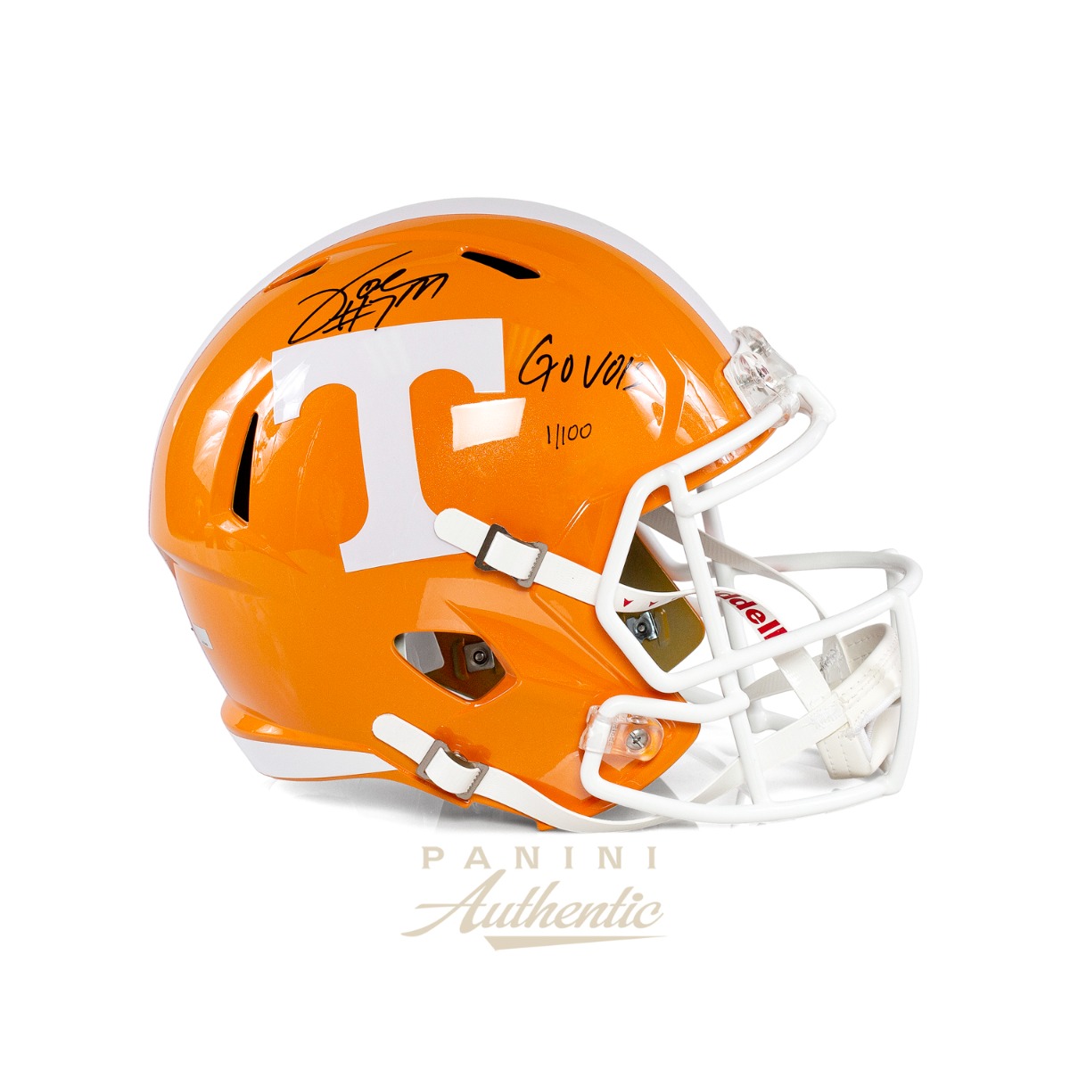 Joe Milton Autographed Tennessee Volunteers Full Size Orange Riddell Speed Replica Helmet with "Go Vols" Inscription ~Limited Edition to 100~