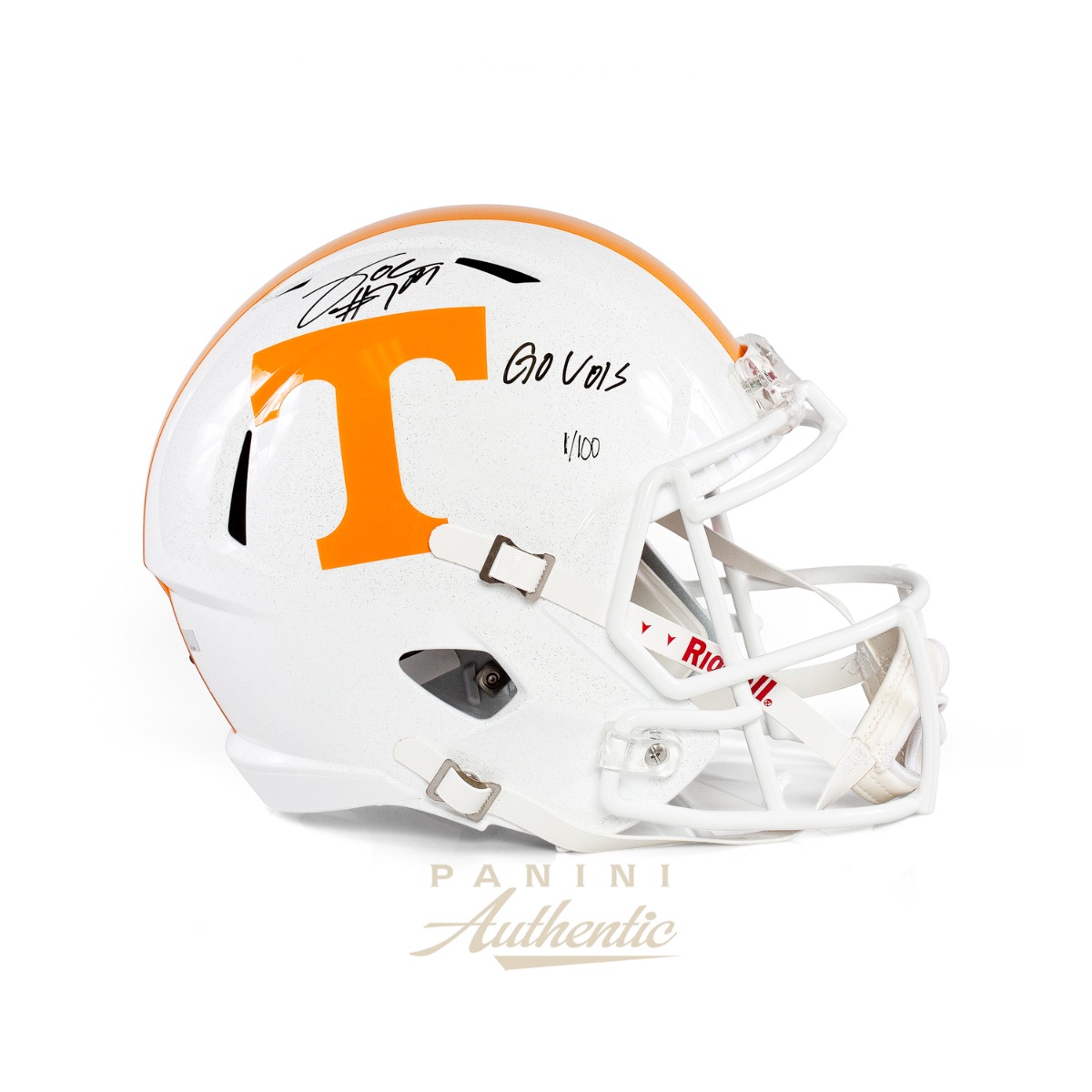 Joe Milton Autographed Tennessee Volunteers Full Size White Riddell Speed Replica Helmet with "Go Vols" Inscription ~Limited Edition to 100~